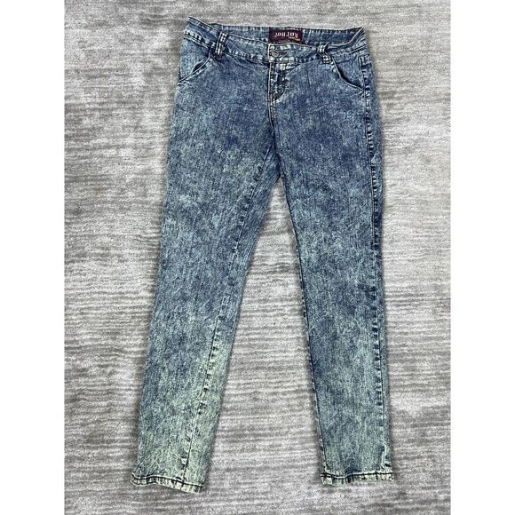 Jou Jou Jeans Juniors‎ 9/10 Blue Premium Denim Slim 80s 90s Retro Acid Wash - Picture 1 of 11